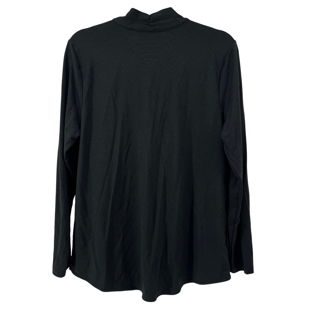 Soft Surroundings Womens Large Black Draped V-Neck Long Sleeve Top 2EP80 Peru - Picture 2 of 6